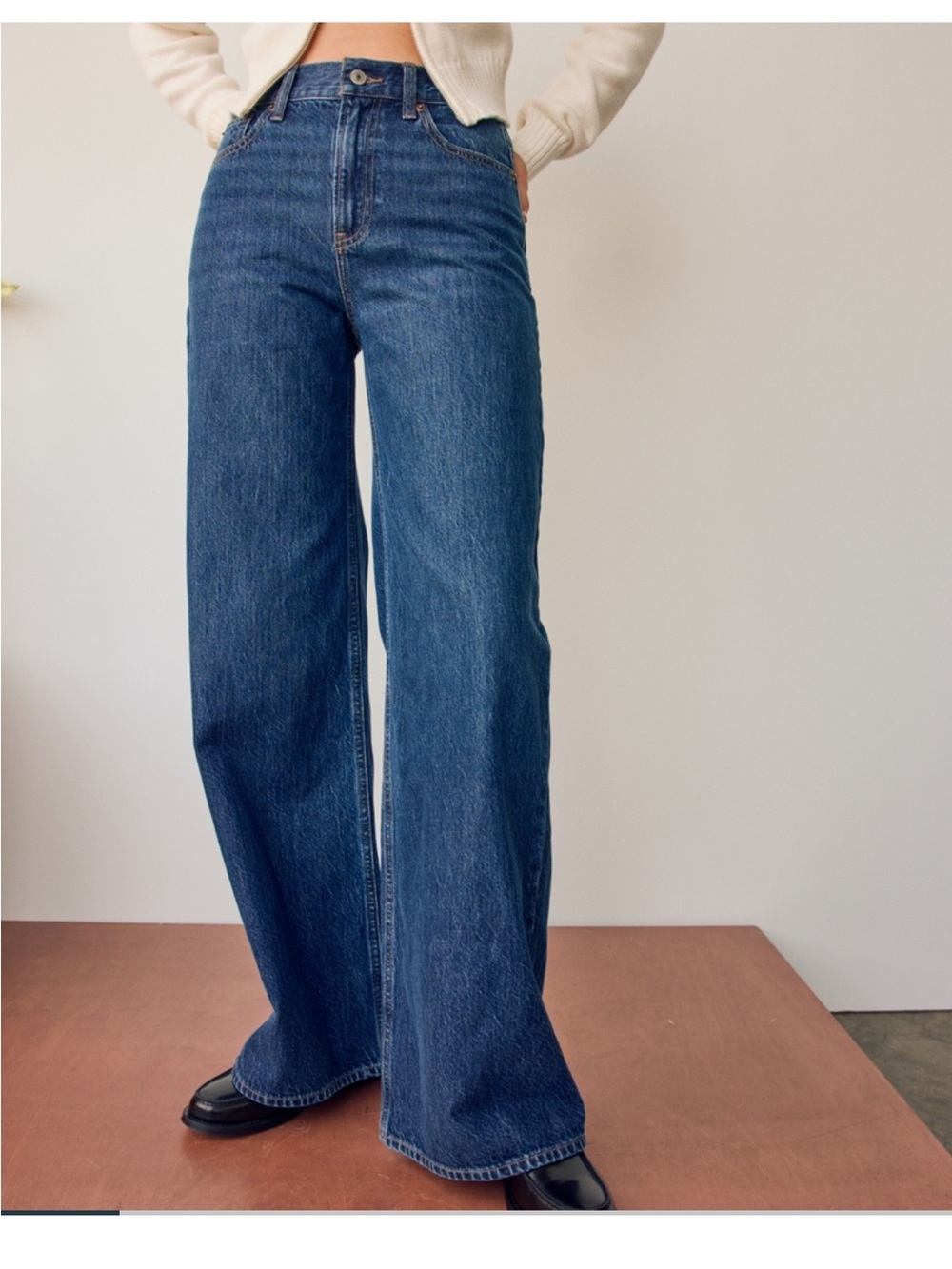 Abercrombie & Fitch Wide-Leg Jeans in Dark Blue